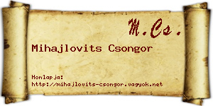 Mihajlovits Csongor névjegykártya